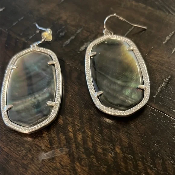 Kendra Scott Silver Earrings with Iridescent Stones - Picture 3 of 3